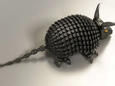 Tatoo armadillo made out of metal 3D model
