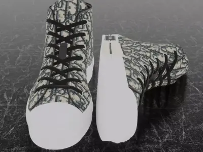 CHRISTIAN DIOR B23 LEAGUE OBLIQUE BEIGE HIGH 3D SHOES Low-poly 3D model