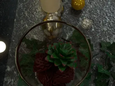 New Year decoration with glasses and candles 3D model