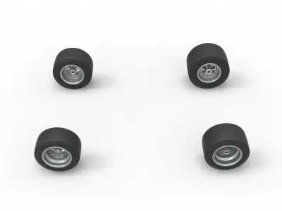 Wheel set of Pavement 600 Micro sprint car Scale 1 to 25 3D print model