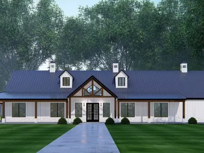 American Exterior House Design  Modern Country Home Architecture 3D model