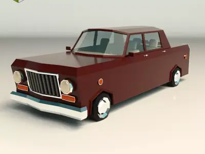 Low Poly Sedan Car 08 Low-poly 3D model