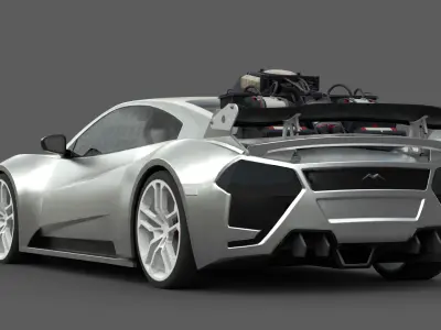 Futuristic Super Eco Hypercar 3D Model High-Detail Realistic Low-poly 3D model