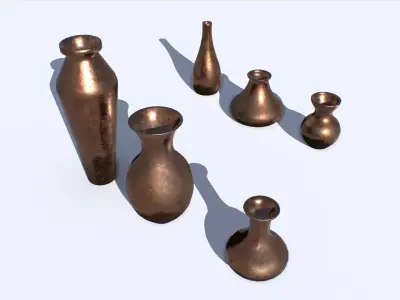 Old Copper Jars pack 2 Low-poly 3D model