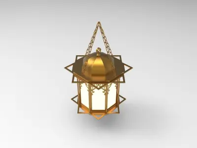 lantern S brass hanging on chain 3D model