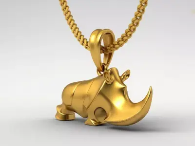 Rhinoceros pendant charms - one inch pendant 3D print model