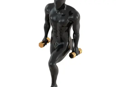 Fitness mannequin training with dumbbells 142 3D model