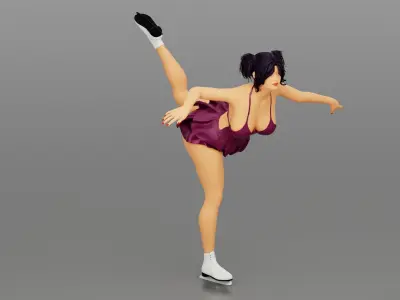 Ice Skating Girl - Spiral Pose Low-poly 3D model