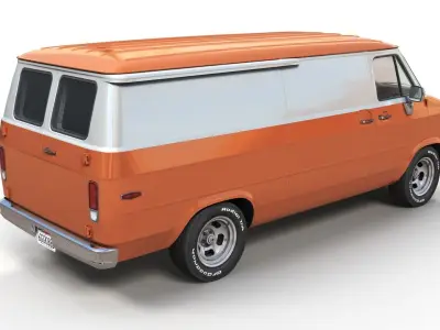Custom american van Low-poly 3D model