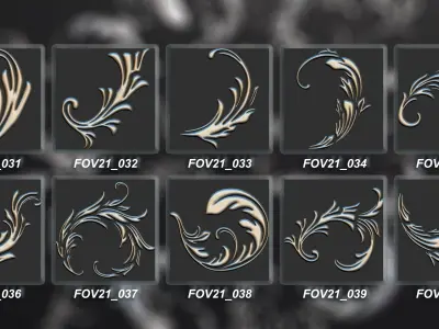 94 Ornamental Elements Brush Alpha 3D Model Vol 21 3D model