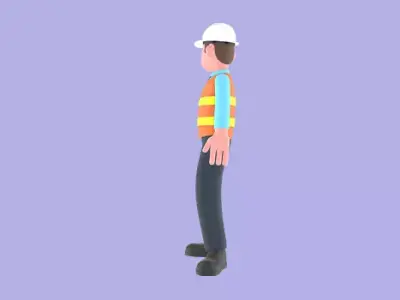 3D Cartoon Male Architect Character - Angry Explaining Pose 3D model