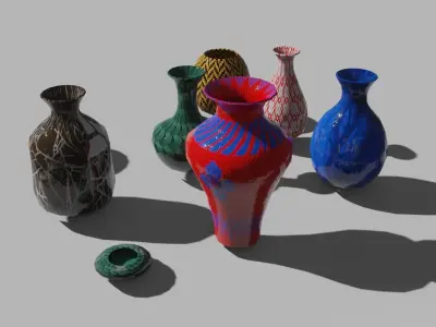 vases pack low poly Low-poly 3D model