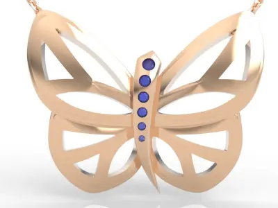 Elegant butterfly diamond pendant  3D print model