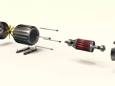 Electric motor  stator  rotor armature winding exploded model 3D model