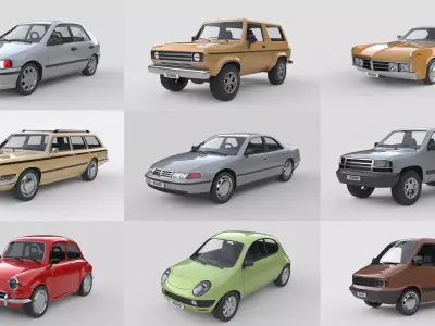Classic Generic Car Collection High-Quality 3D Models 3D Model Pack