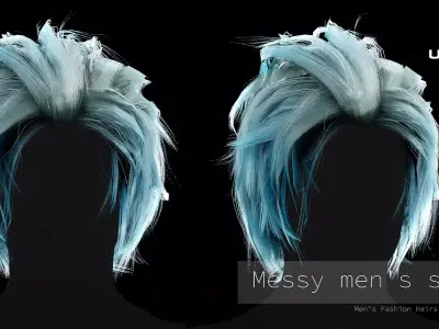 Realtime Hair - Messy men style Low-poly 3D model