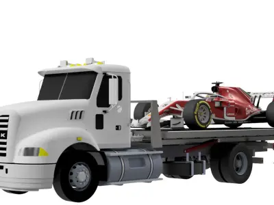 Towing Car Carrier Low Loader  3D model