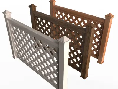 Wooden Fence 02 Low-poly 3D model