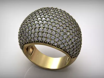 Wide Cocktail Pave Diamond Right Hand Ring 3D print model