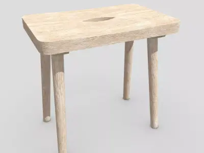 Stool 9 wooden Low-poly 3D model