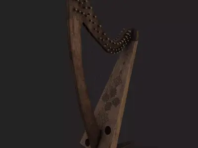 Medieval Harp Low-poly 3D model