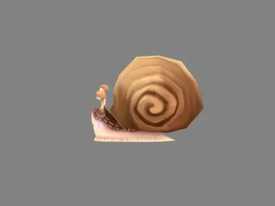 Cartoon brown snail  Low-poly 3D model