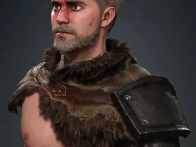 3D Male Medival Warrior Game Character in 4K Realistic Textures Low-poly 3D model