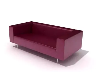 Burgundy Leather Modern Couch 3D model