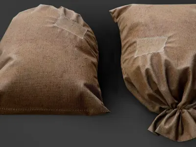 old Bag from burlap with patch PBR Game-Ready Low-poly 3D model