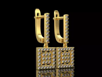 Square earring model 494 3D print model