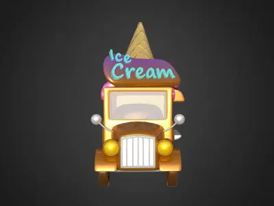 Asset - Cartoons - Food Car Icecream 3D model