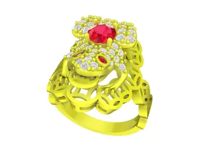 A7093 Diamond Lucky Toad Coin Ring 3D print model