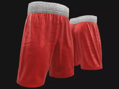 Red boxing shorts Low-poly 3D model