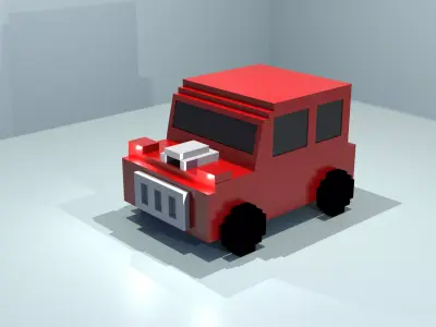 Pixel Car Low Poly Low-poly 3D model