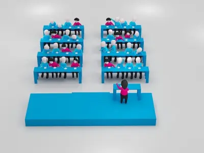 Cartoon Pose Class room 3D model