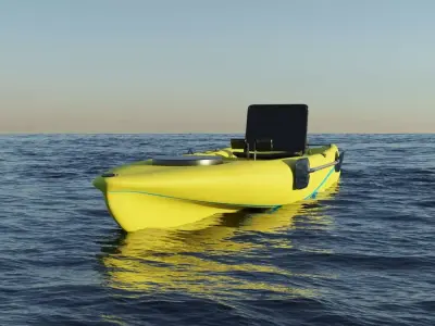 Kayak 3D model with laptop Low-poly 3D model