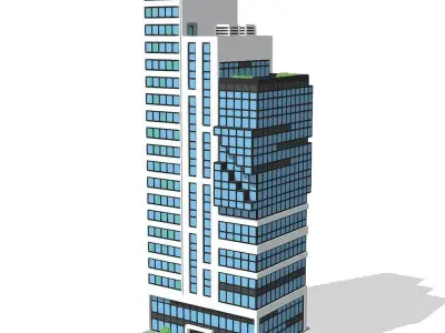 Voxel Triple Tower Low-poly 3D model