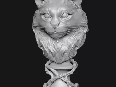 Cat head sculpture 3D print model