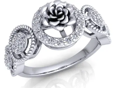 Luxury Rose Woman Diamond Ring  3D print model