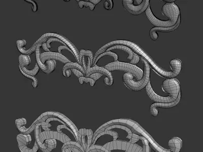 Ornate decoration parts bash Low-poly 3D model