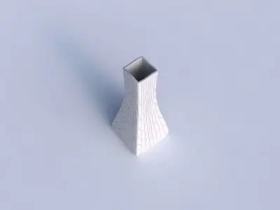 Vase squeezed rectangle with wavy grid plates 3D print model