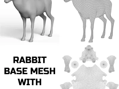 Wollaton Deer Base Mesh Low-poly 3D model