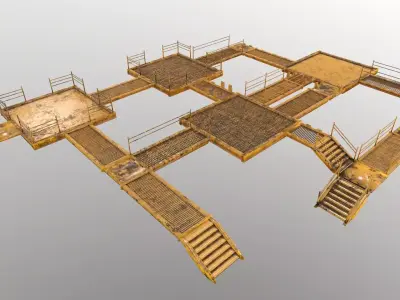 Stair Set of wooden pallets Low-poly 3D model