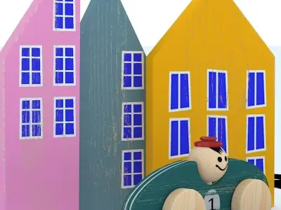 Wooden car toy 3D model