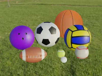 Sports Ball Pack High-Poly Free 3D model