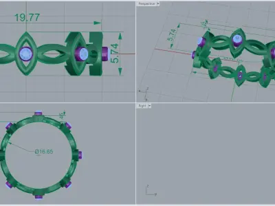 Band stone ring  36 3D print model