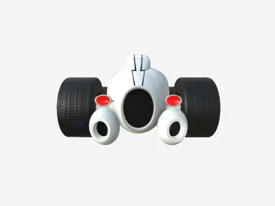 Cartoon Kart B08 White - Vehicle Racing Design Low-poly 3D model