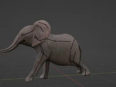 African Elephant Baby Low-poly 3D model
