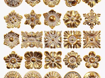 Collection of 25 classic rosettes 3D model