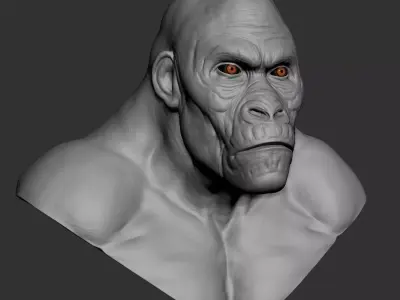 Hybrid gorilla bust 01 - Highpoly Sculpture 3D model